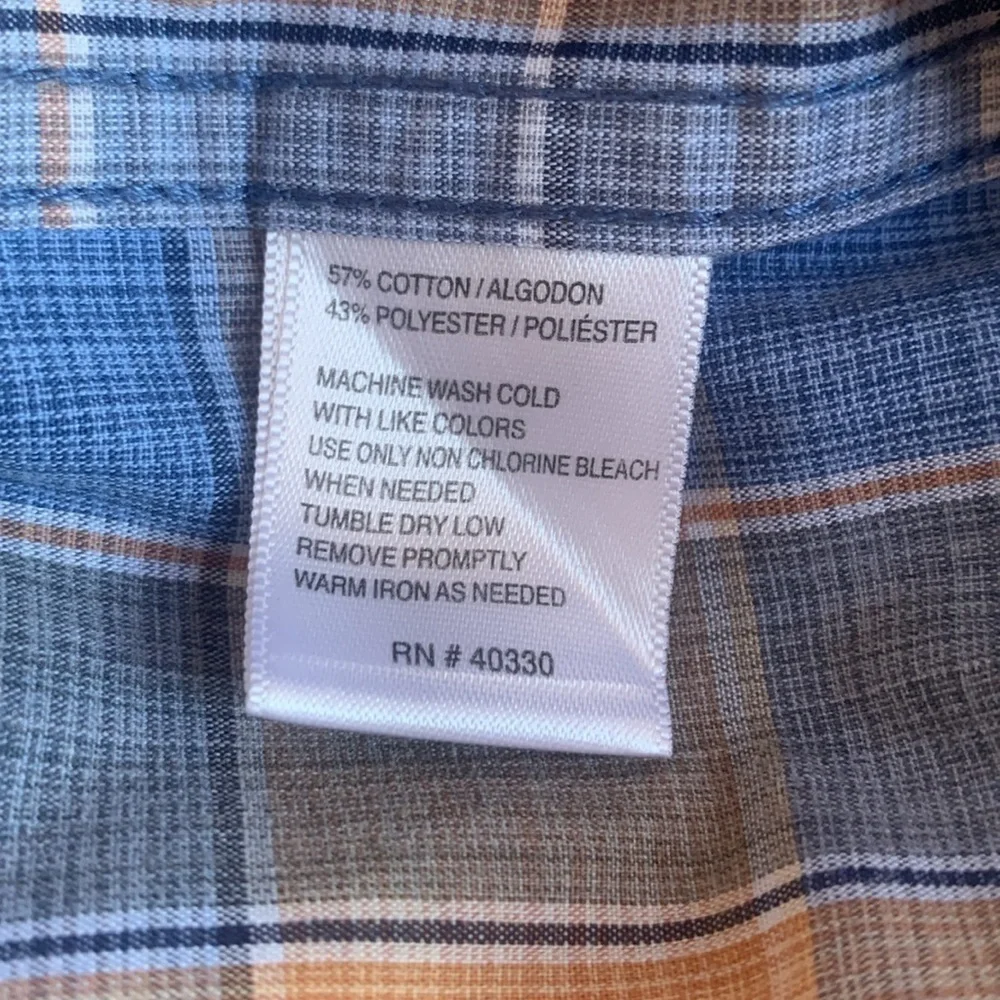 Haggar Blue Orange Plaid Short Sleeve Button‎ Down Shirt with Pocket Size XXL